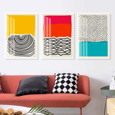 Quadro triângulos abstração geométrica vibrante cores