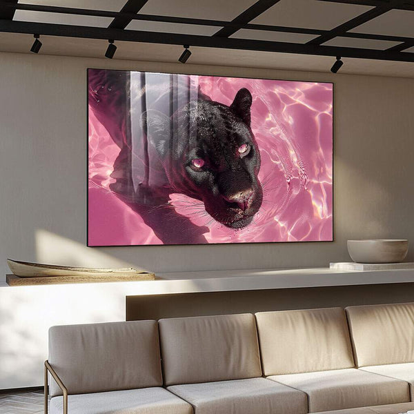 quadro decorativo tigre branco em canvas com moldura preta