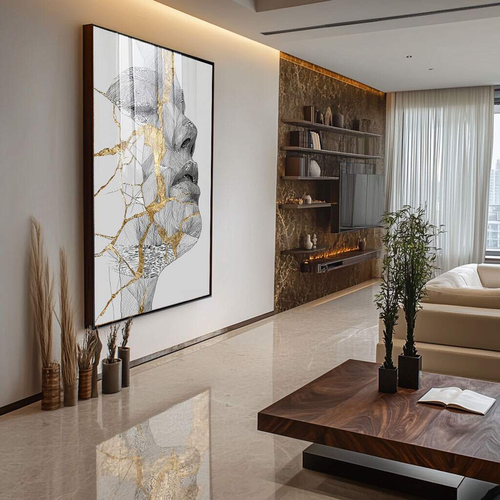 quadros decorativos para cabeceira solteiro em preto e dourado
