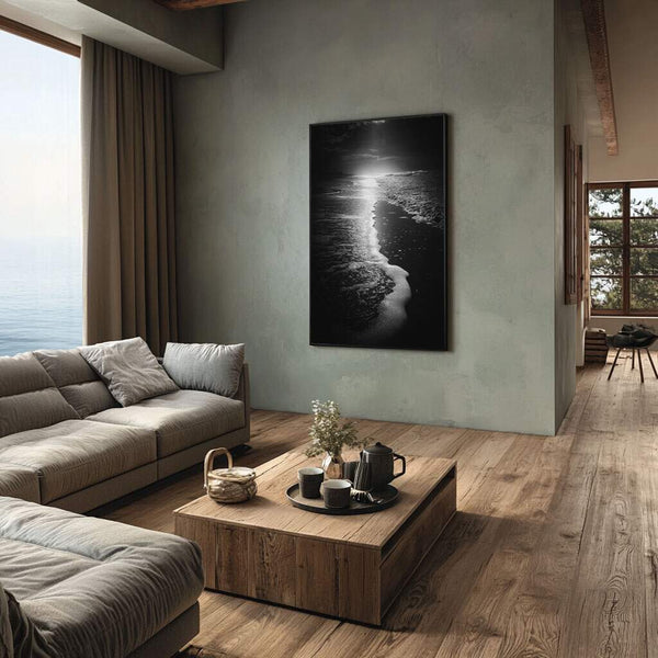quadro decorativo paisagem lunar preto e branco moderno minimalista