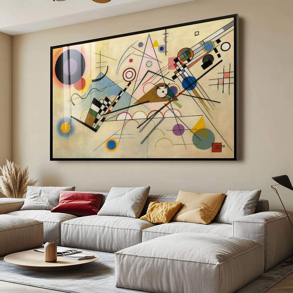 quadros decorativos minimalistas para sala de estar com geometria abstrata
