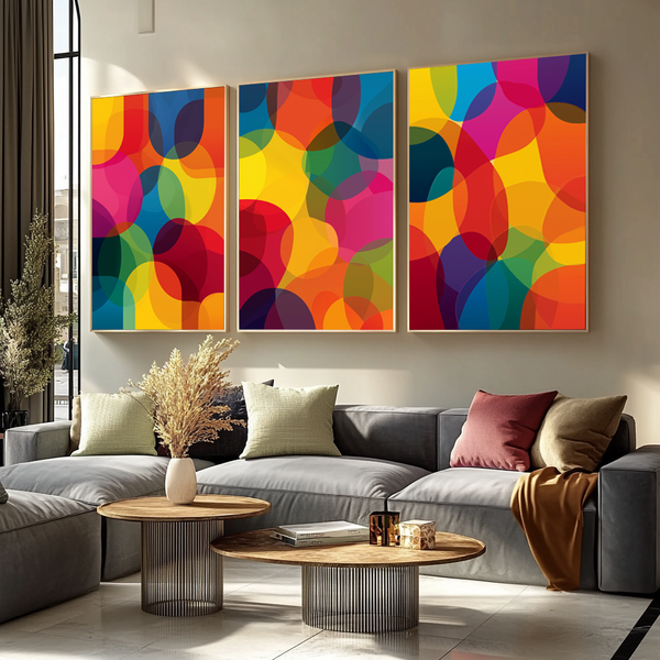 quadros decorativos abstratos para salas pequenas em cores vibrantes