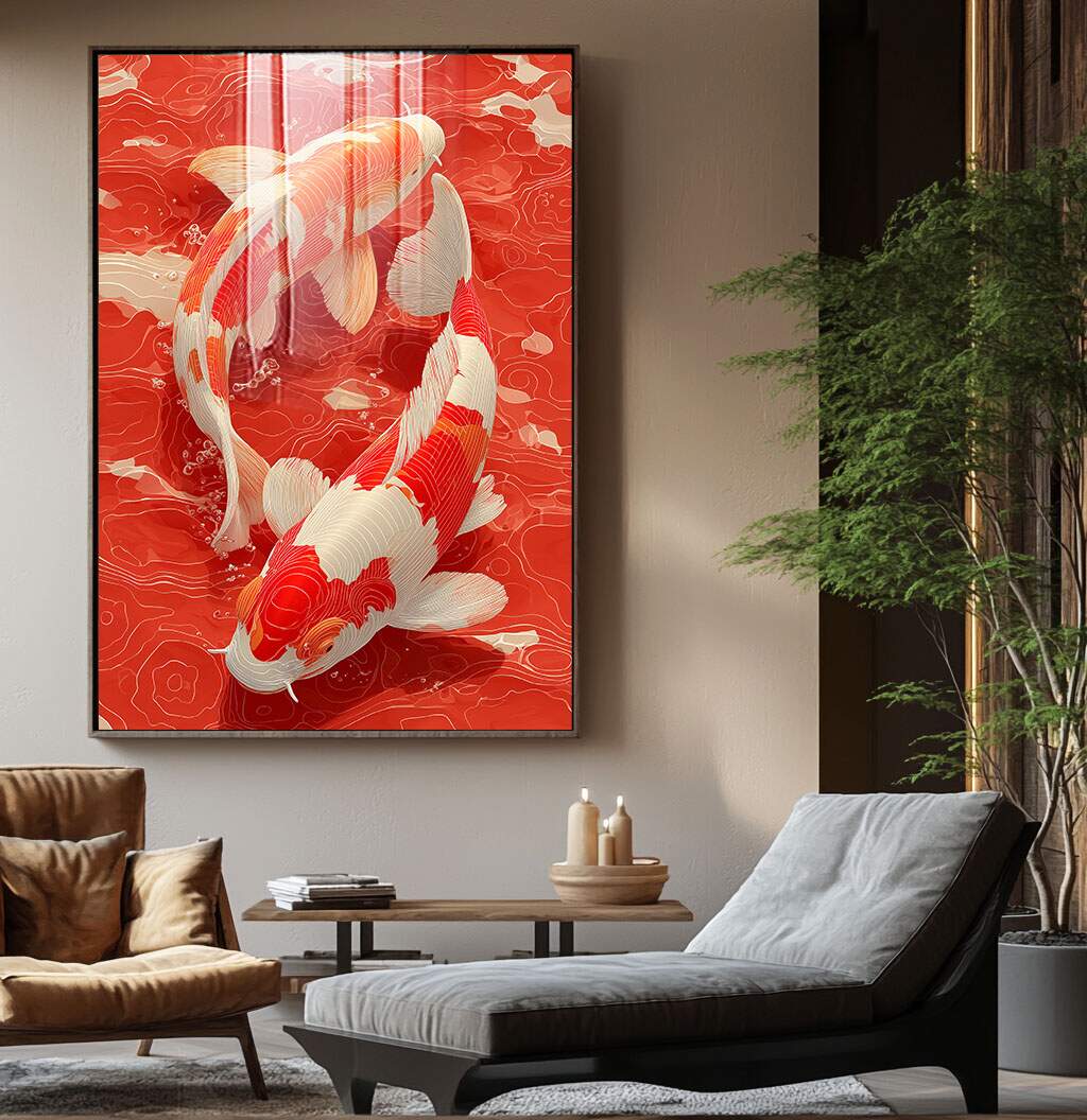 quadros decorativos para loja em canvas de alta durabilidade com carpa koi