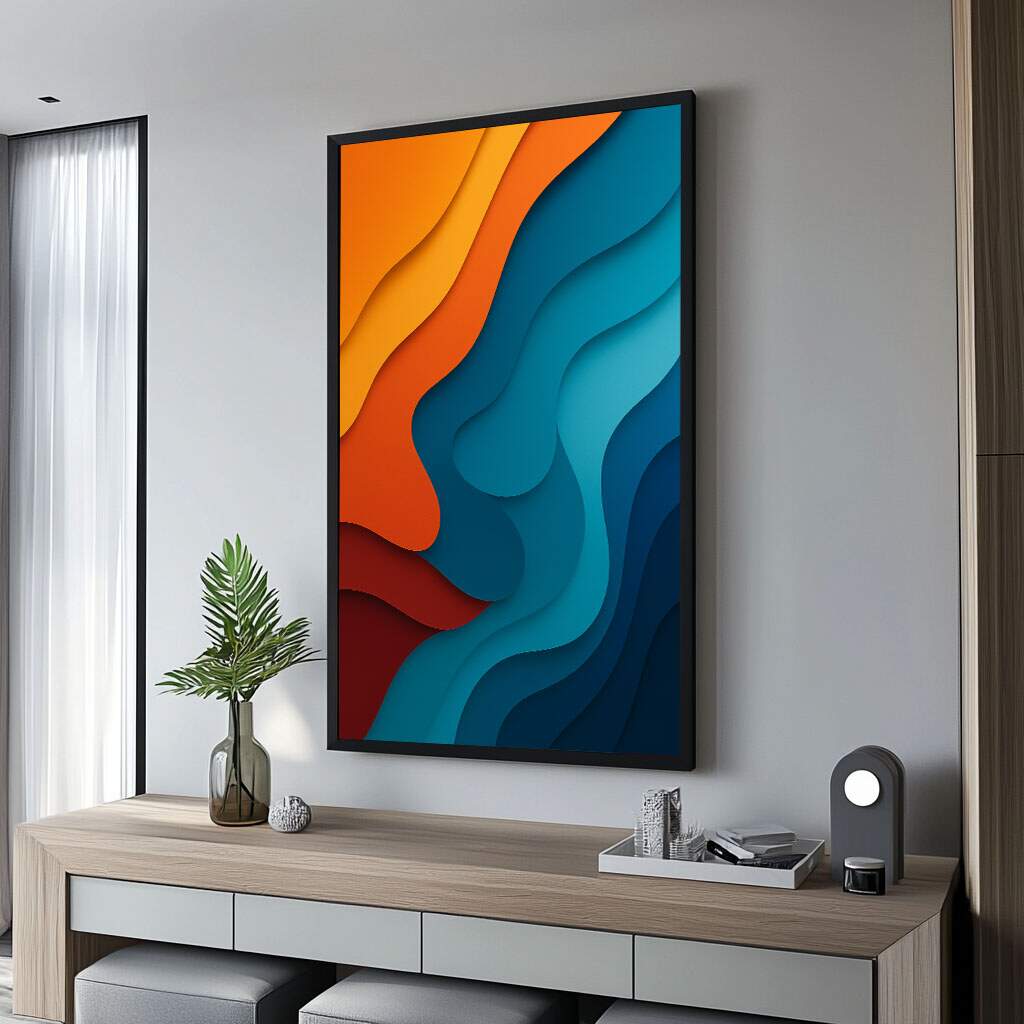 quadros decorativos abstratos em tons quentes para sala de estar