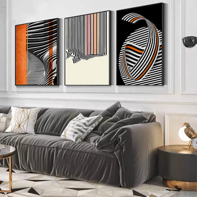 Quadro Violão Elegância Moderna com linhas abstratas em parede decorada