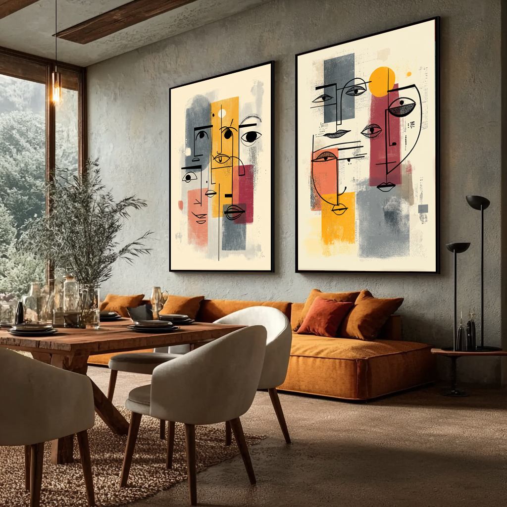 quadros decorativos aesthetic com formas abstratas e cores harmoniosas