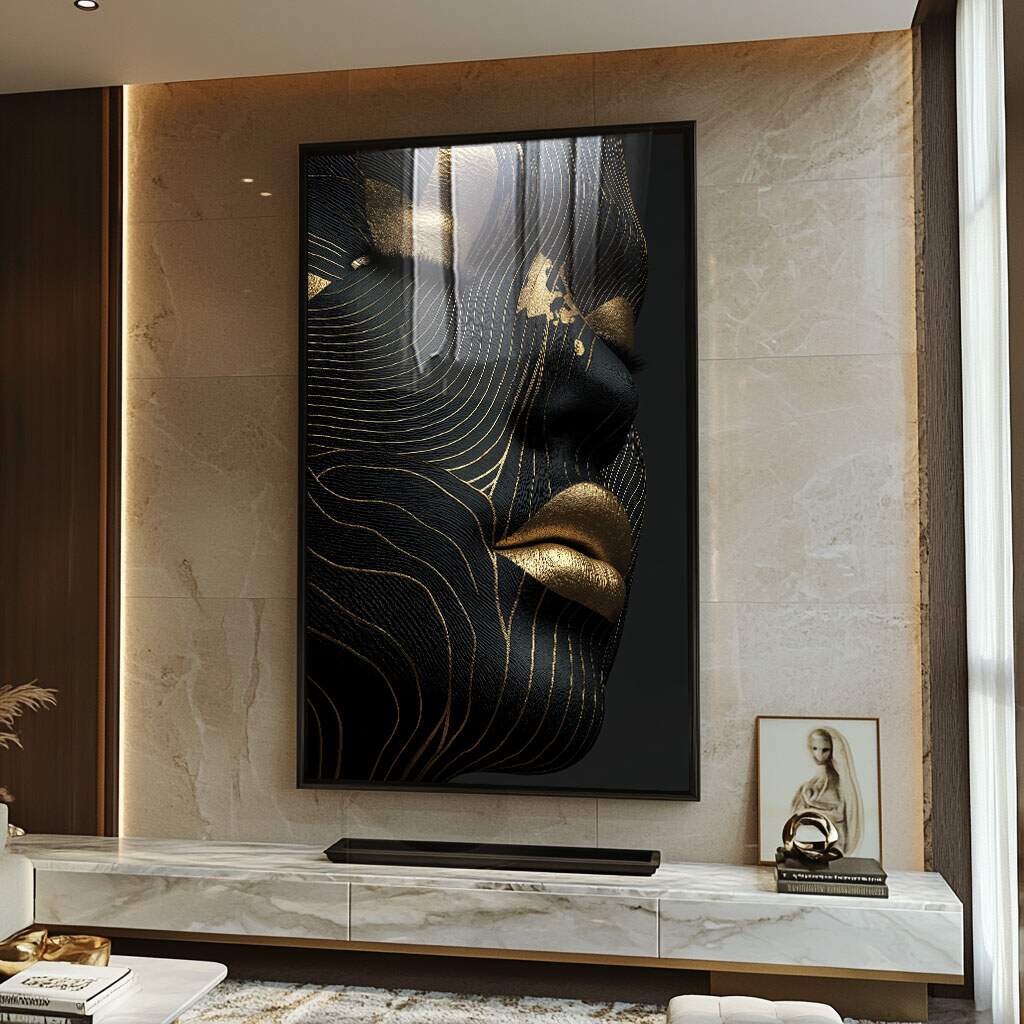 Quadros para escritório advocacia: Quadro Decorativo Elegância Abstracta em preto e dourado