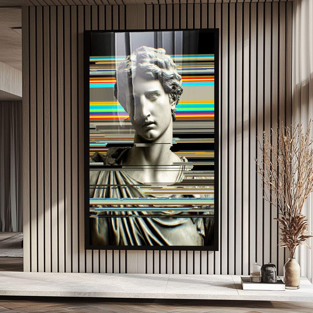 quadros decorativos verticais em composição moderna com escultura