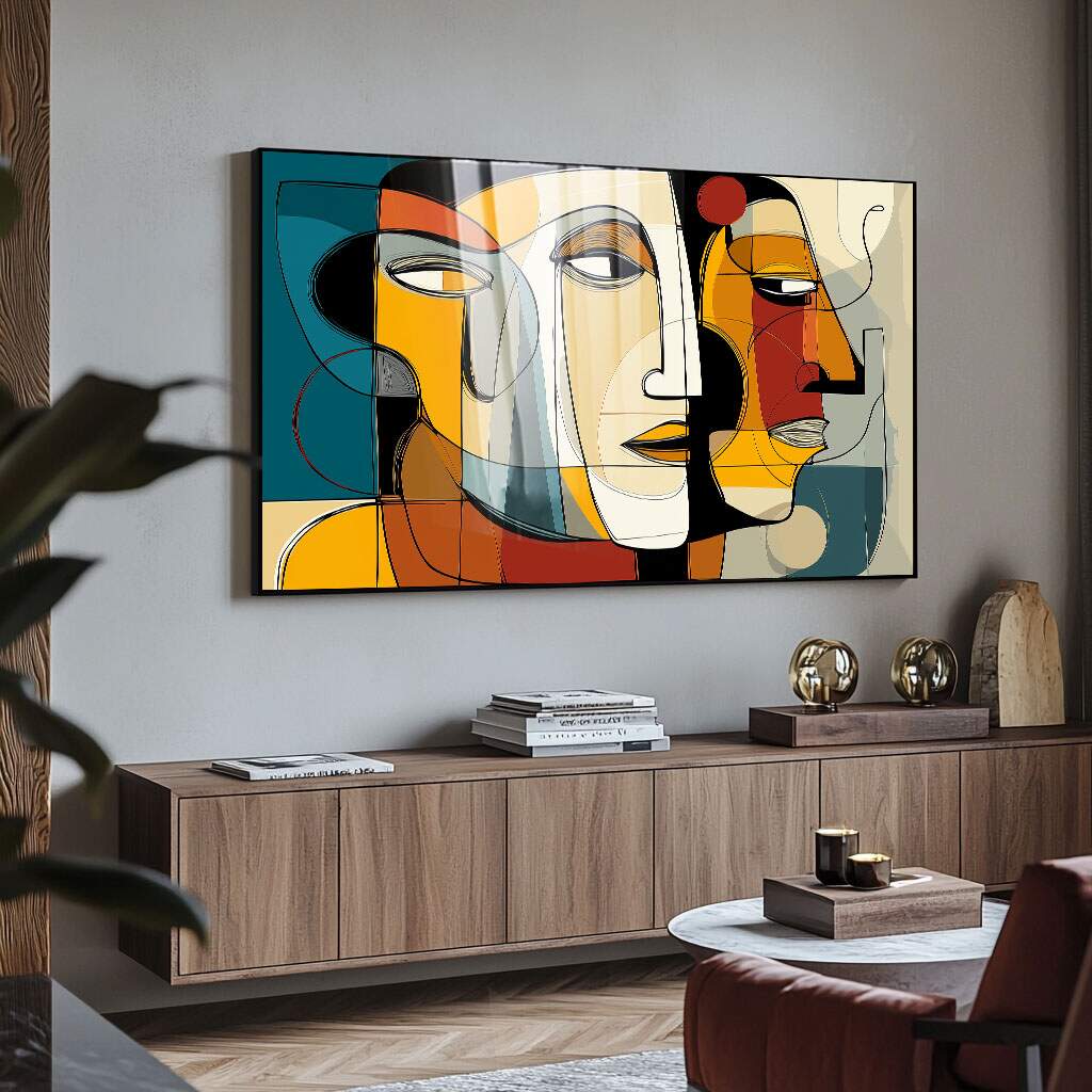quadros abstratos modernos em composição geométrica para sala