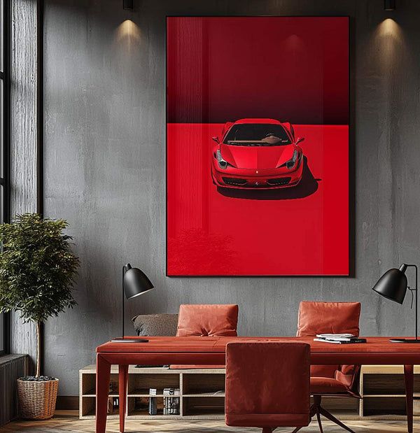 Quadros decorativos para bar em estilo minimalista com carro vermelho