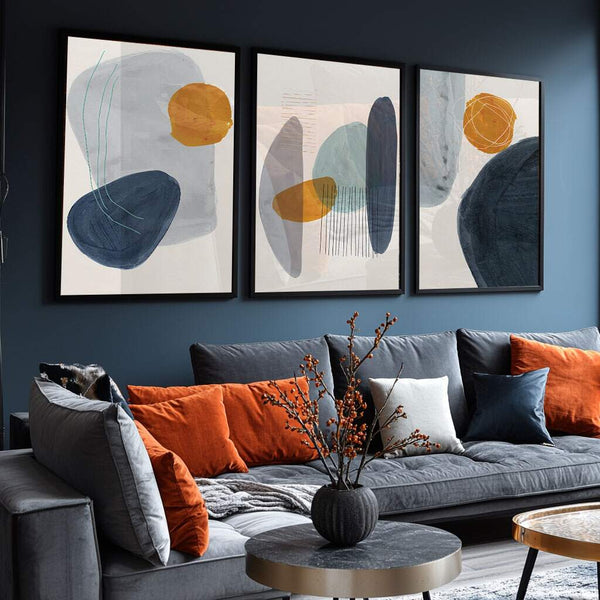 Quadros com borboletas em cores vibrantes azuis e dourados para decoração premium