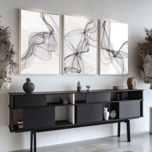 quadros decorativos abstratos em preto e branco para parede