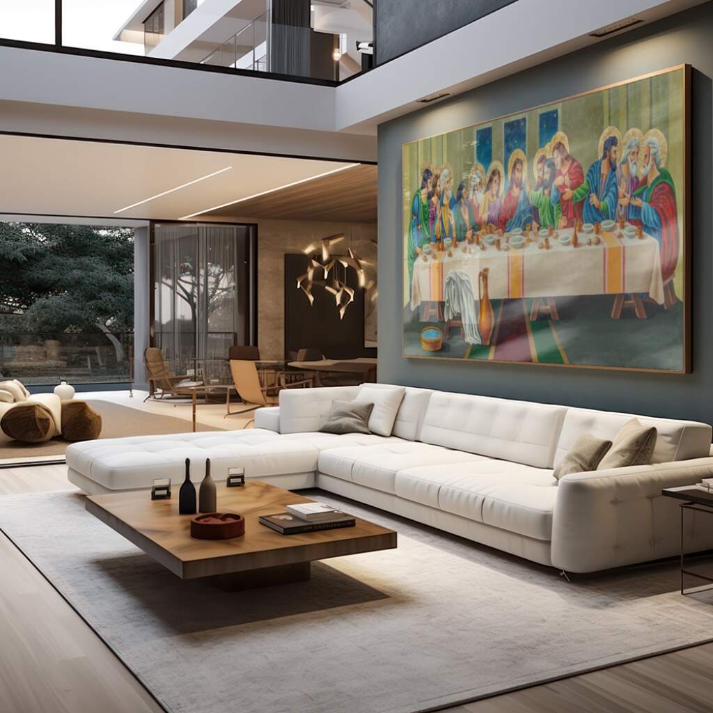 quadros decorativos para sala de jantar com moldura preta, mesa de madeira e iluminação pendente quente
