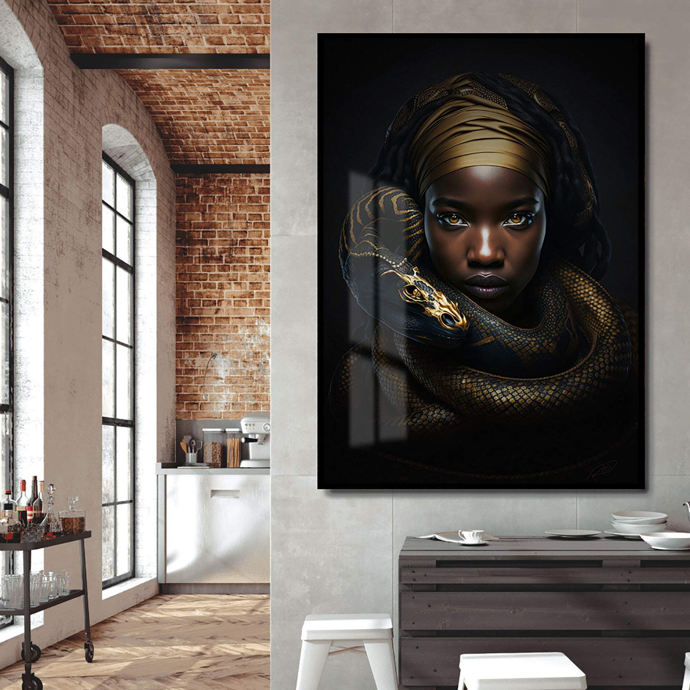 Quadro decorativo rose gold serpente elegância sofisticação ouro rosado