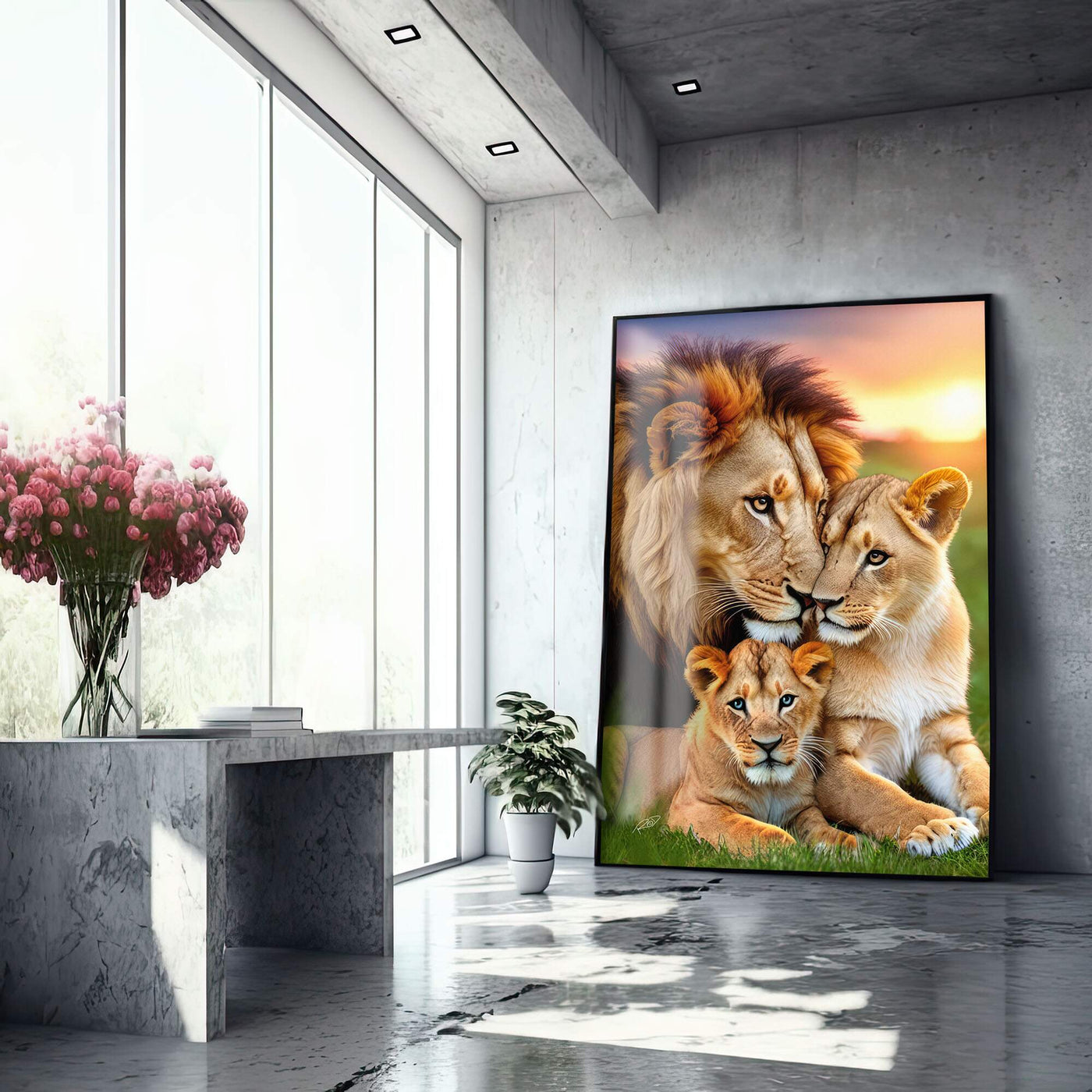 Quadro de família para sala em tons naturais celebrando unidade familiar