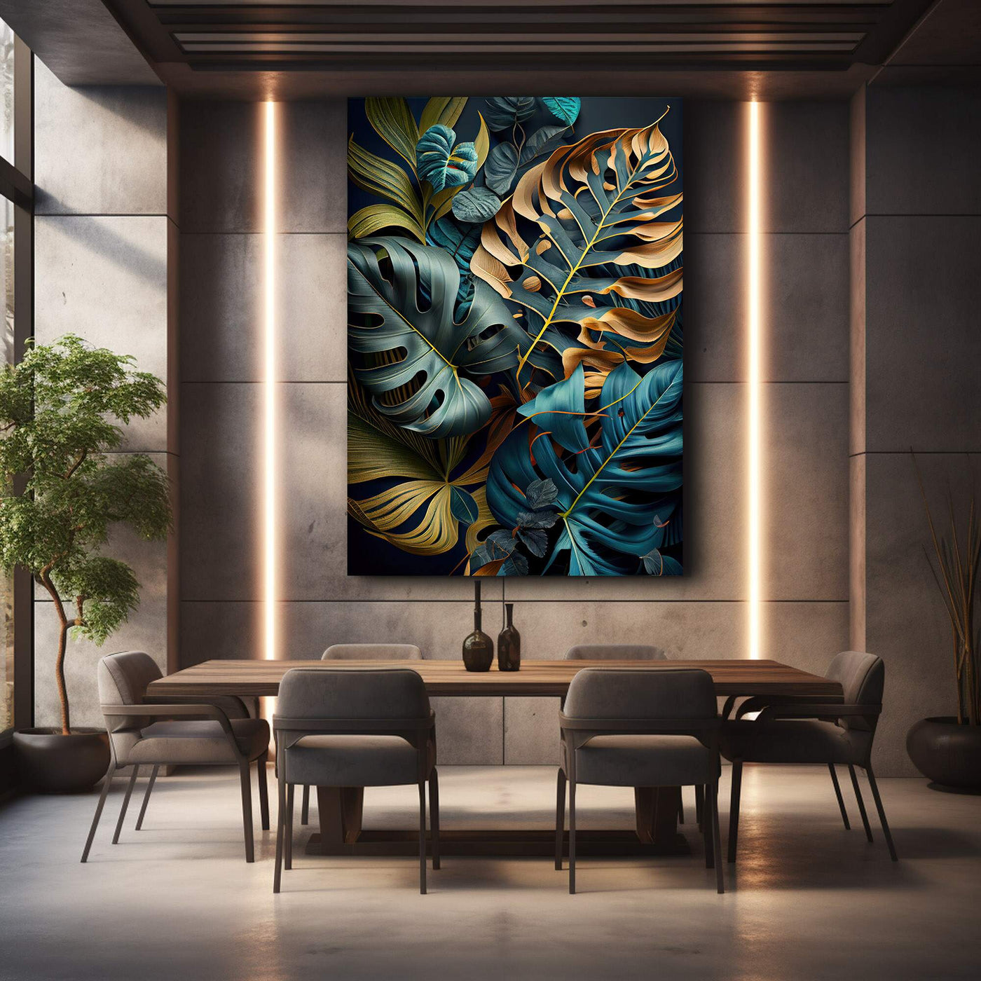 quadros decorativos 3d para sala de estar com relevo dourado sobre fundo azul