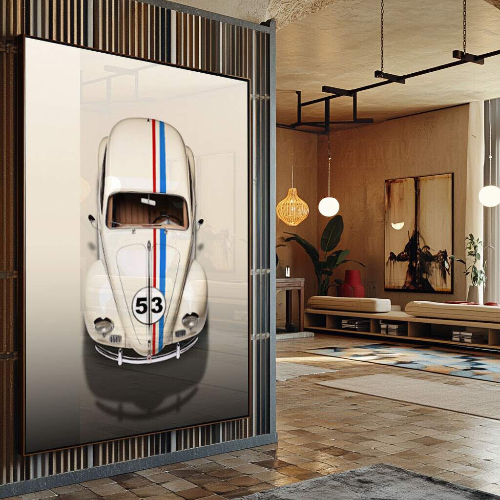 quadros decorativos para sala com Fusca 53 clássico em estilo retro vintage