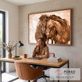 Quadro Decorativo: Abraço Etéreo Equino em Sépia em escritorio moderno - quadros decorativos para sala