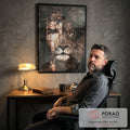 Quadro Decorativo Jesus e o Leão: Inspire Fé e Coragem em escritorio moderno - quadros decorativos para sala