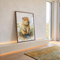 Quadro Decorativo Capivara Feliz: Alegria para o Quarto Infantil em ambiente decorado - quadros decorativos para sala