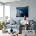 Quadro Decorativo Barco à Vela Serene em sala de estar moderna - quadros decorativos para sala