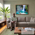 Quadro Decorativo: Cascata na Selva - Tranquilize seu Espaço em sala de estar moderna - quadros decorativos para sala