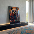 Quadro Decorativo Panda DJ Colorido em ambiente decorado - quadros decorativos para sala