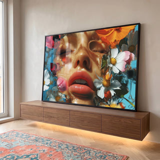 Quadro Decorativo  A Magia das Flores Femininas em ambiente decorado - quadros decorativos para sala