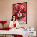 Quadro Decorativo Mulher com Flores em escritorio moderno - quadros decorativos para sala