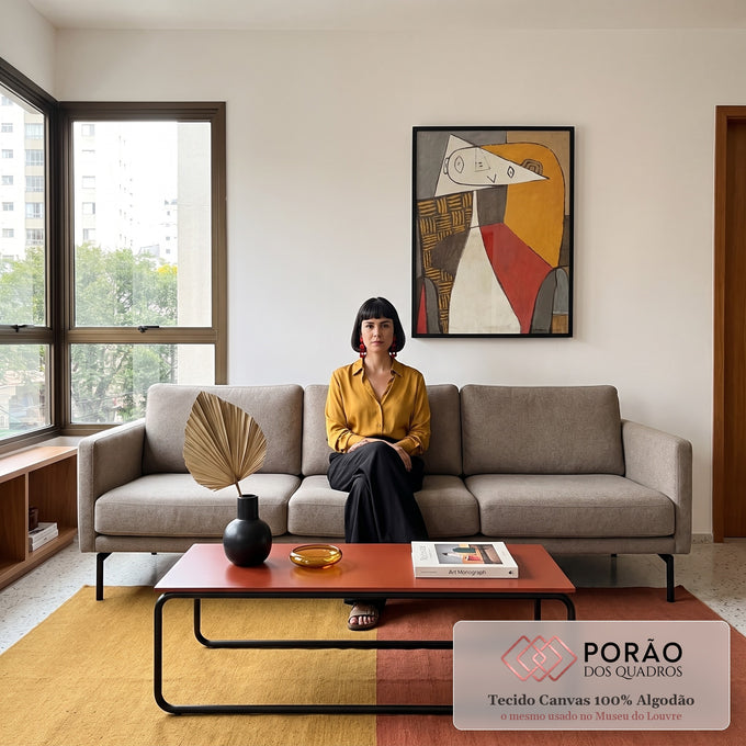Quadro Decorativo Encontro de Cores - Explosão Abstrata em sala de estar moderna - quadros decorativos para sala