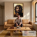 Quadro Decorativo A Serenidade de Jesus  Paz e Harmonia em sala de estar moderna - quadros decorativos para sala