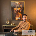 Quadro Decorativo Beleza de Oxum: Aura de Ouro e Paz em escritorio moderno - quadros decorativos para sala