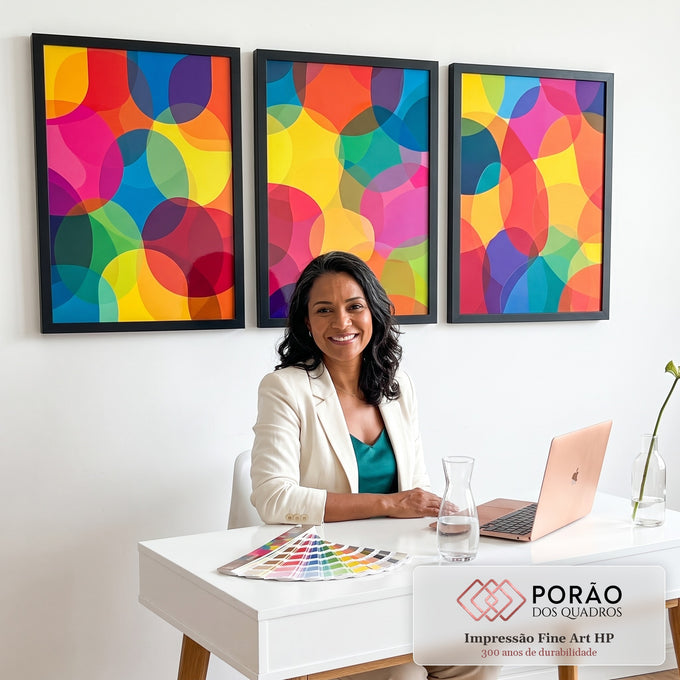 Quadro Decorativo Movimento Vibrante em escritorio moderno - quadros decorativos para sala