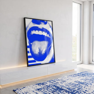 Quadro Decorativo Ousadia em Azul Vibrante em ambiente decorado - quadros decorativos para sala