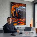 Quadro Decorativo Supercarro em Bosque Outonal em escritorio moderno - quadros decorativos para sala