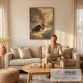 Quadro Decorativo Jesus e Leão em Harmonia Divina em sala de estar moderna - quadros decorativos para sala