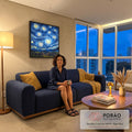 Quadro Decorativo Noite Estrelada Magia Celestial em sala de estar moderna - quadros decorativos para sala