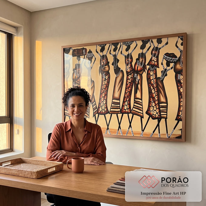Quadro Decorativo: A Dança da Vida Africana Vibrante em escritorio moderno - quadros decorativos para sala