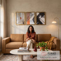 Quadro Decorativo: Arquitetura Abstrata e Design Único em sala de estar moderna - quadros decorativos para sala