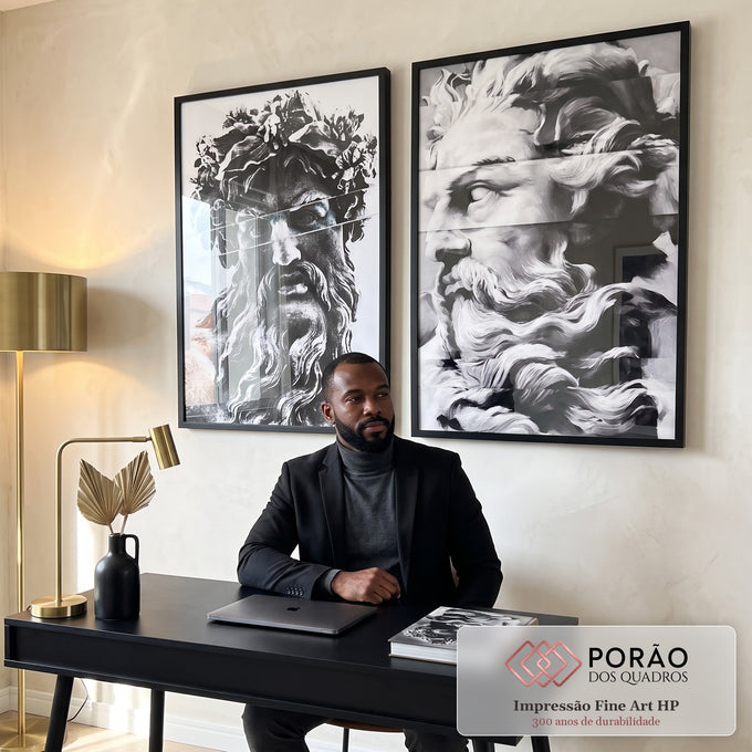 Quadro Decorativo Divindades Gregas: Contraste Único em escritorio moderno - quadros decorativos para sala