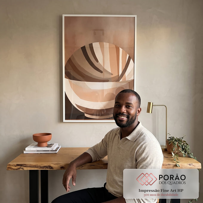 Quadro Decorativo: Inspiração Abstrata em Cores Quentes em escritorio moderno - quadros decorativos para sala