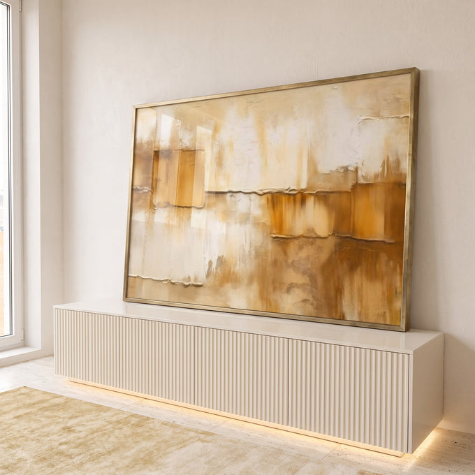 Quadro Decorativo Serenidade Abstrata em ambiente decorado - quadros decorativos para sala