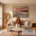 Quadro Decorativo: Jerusalém Dourada ao Entardecer em sala de estar moderna - quadros decorativos para sala