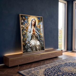 Quadro Decorativo Nossa Senhora de Fátima em ambiente decorado - quadros decorativos para sala