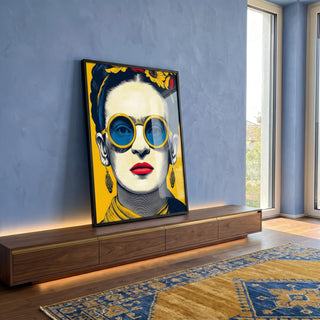 Quadro Decorativo - Frida Kahlo Energizante em Amarelo em ambiente decorado - quadros decorativos para sala