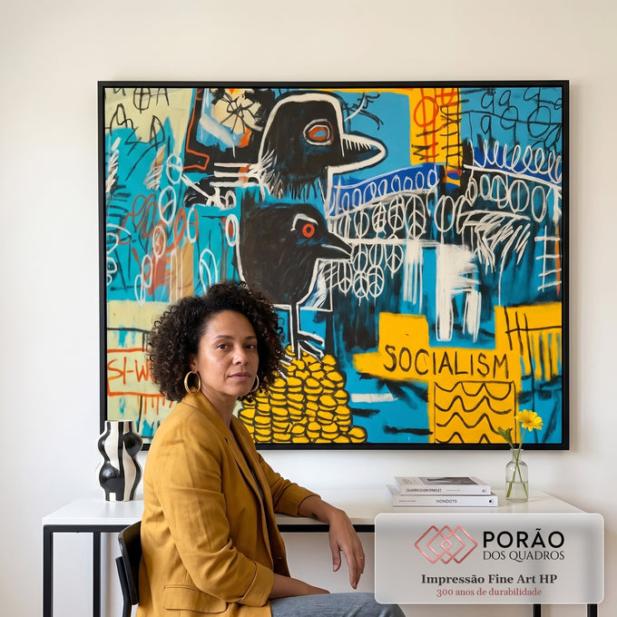 Quadro Decorativo Socialismo e Riqueza em escritorio moderno - quadros decorativos para sala