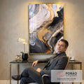 Quadro Decorativo Abstrato Dourado em Luxo em escritorio moderno - quadros decorativos para sala