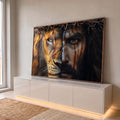 Quadro Decorativo Duas Faces Símbolo de Fé e Força em ambiente decorado - quadros decorativos para sala