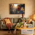 Quadro Decorativo Belíssima Borboleta Monarca em Jardim em sala de estar moderna - quadros decorativos para sala