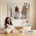 Quadro Decorativo Espiritual de Serenidade e Acolhimento em escritorio moderno - quadros decorativos para sala